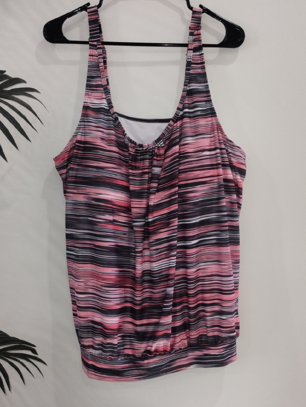 Younique Pink & Black Striped Scoop Tank